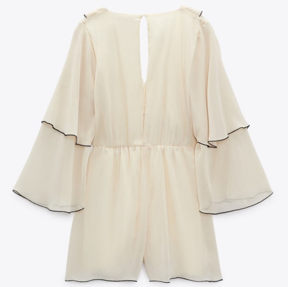 ZARA Ruffled Short Jumpsuit - Picture 2 of 4